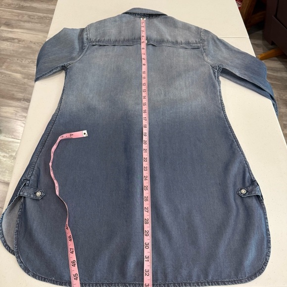 Coldwater Creek Chambray Tencel Dress Gathered Sleeves Button Women’s Sz S (6-8) - Picture 10 of 13